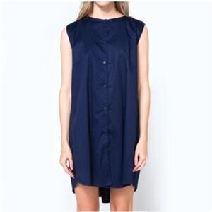 STELEN NWOT Navy Button Down Minimalist Dress S